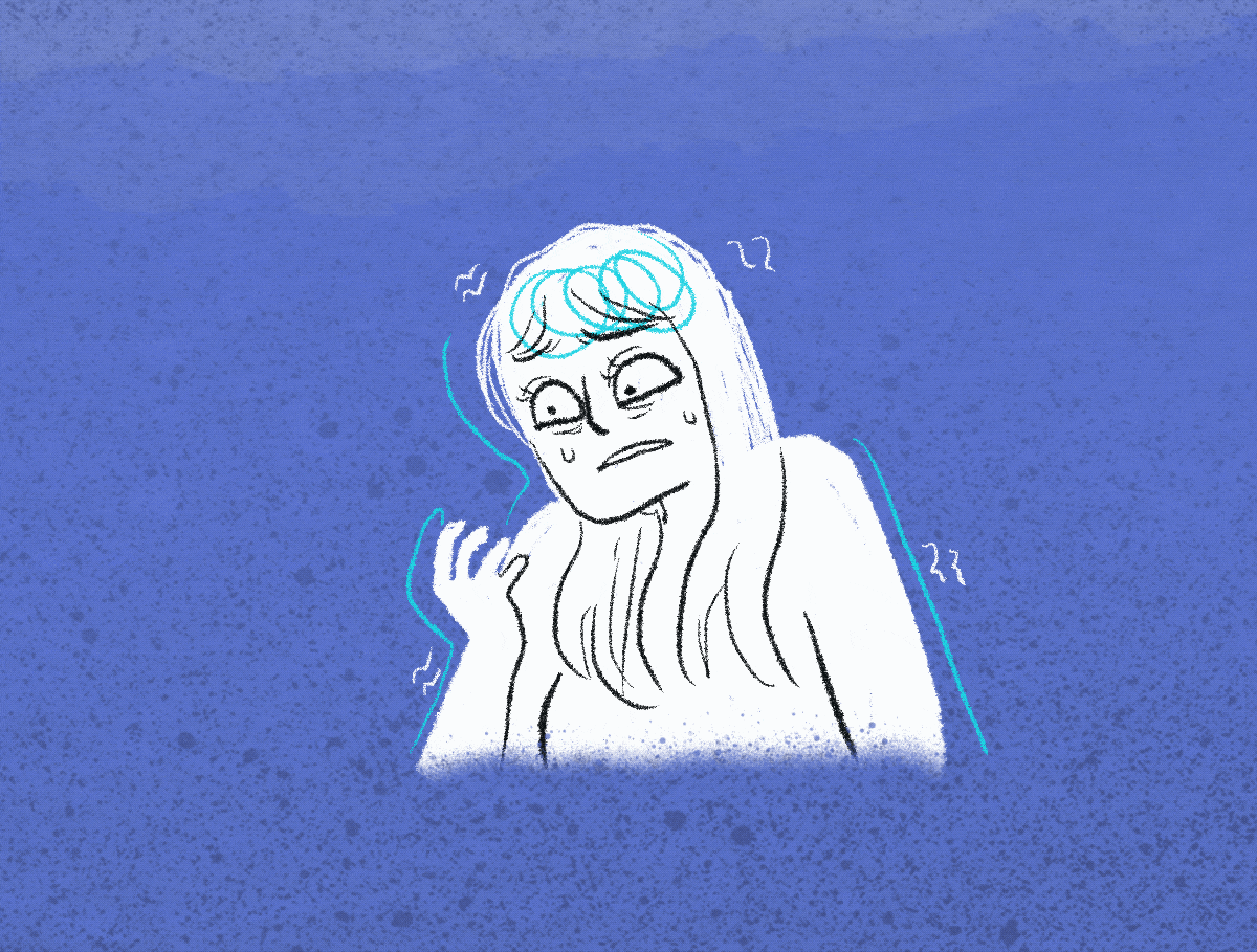 Ilustración de la mujer preocupada.