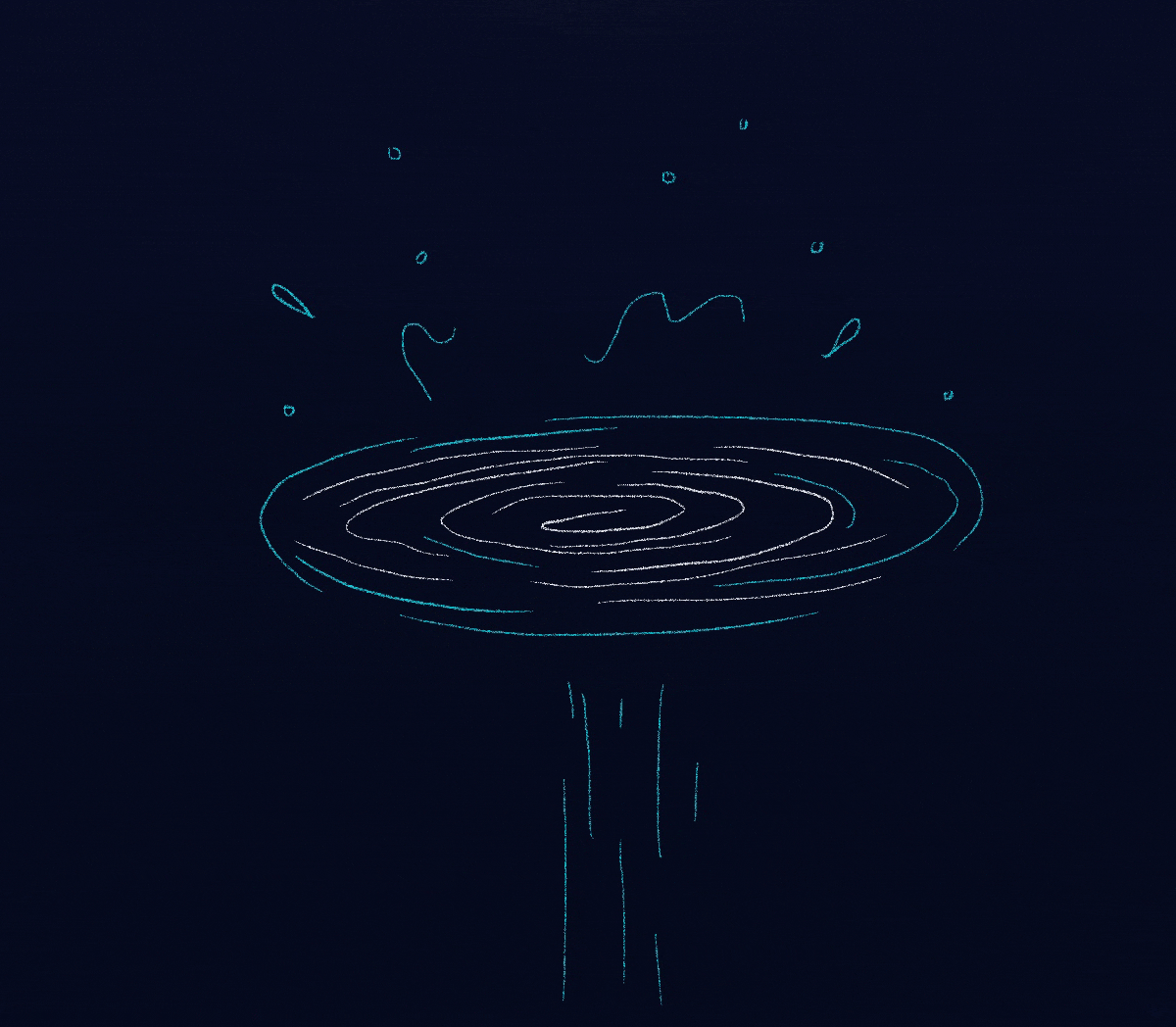 Ilustración del agua sin la persona, solo el movimiento del agua.