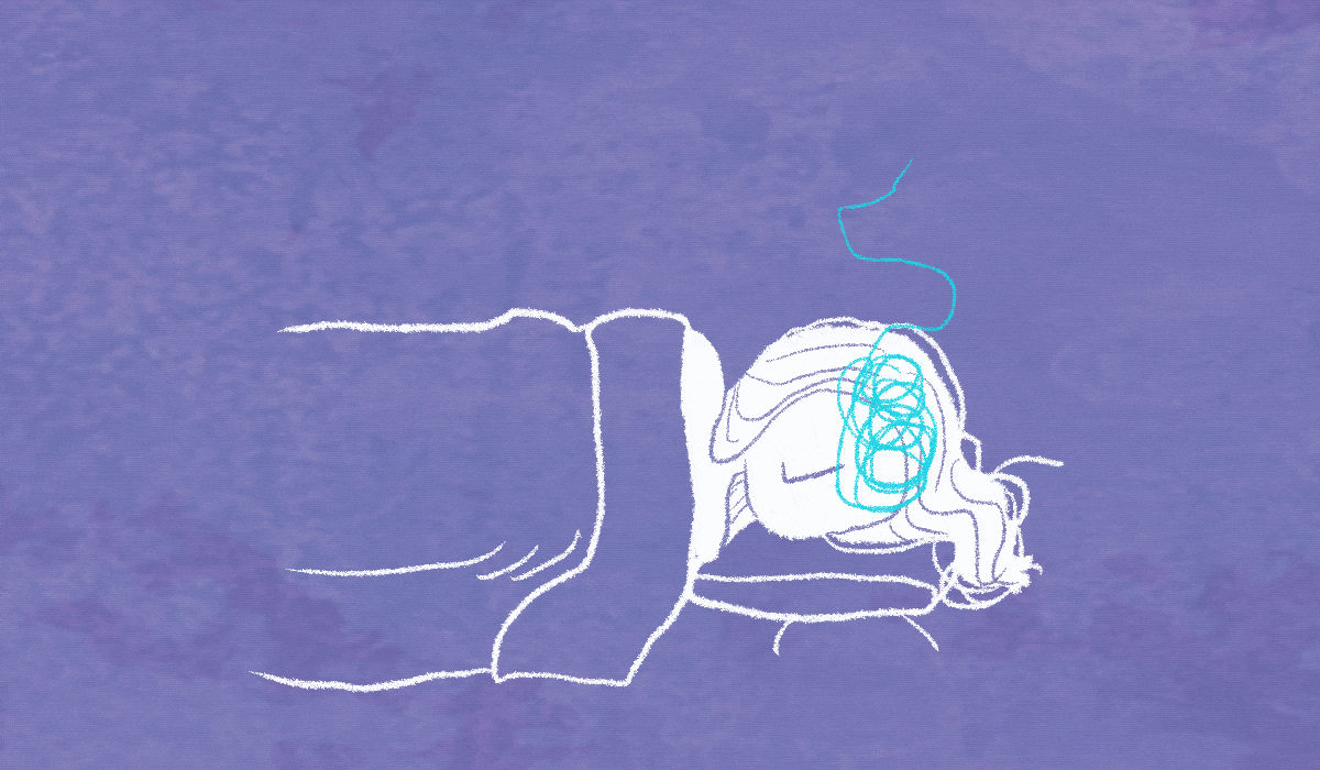 Ilustración de una mujer tumbada en la cama.