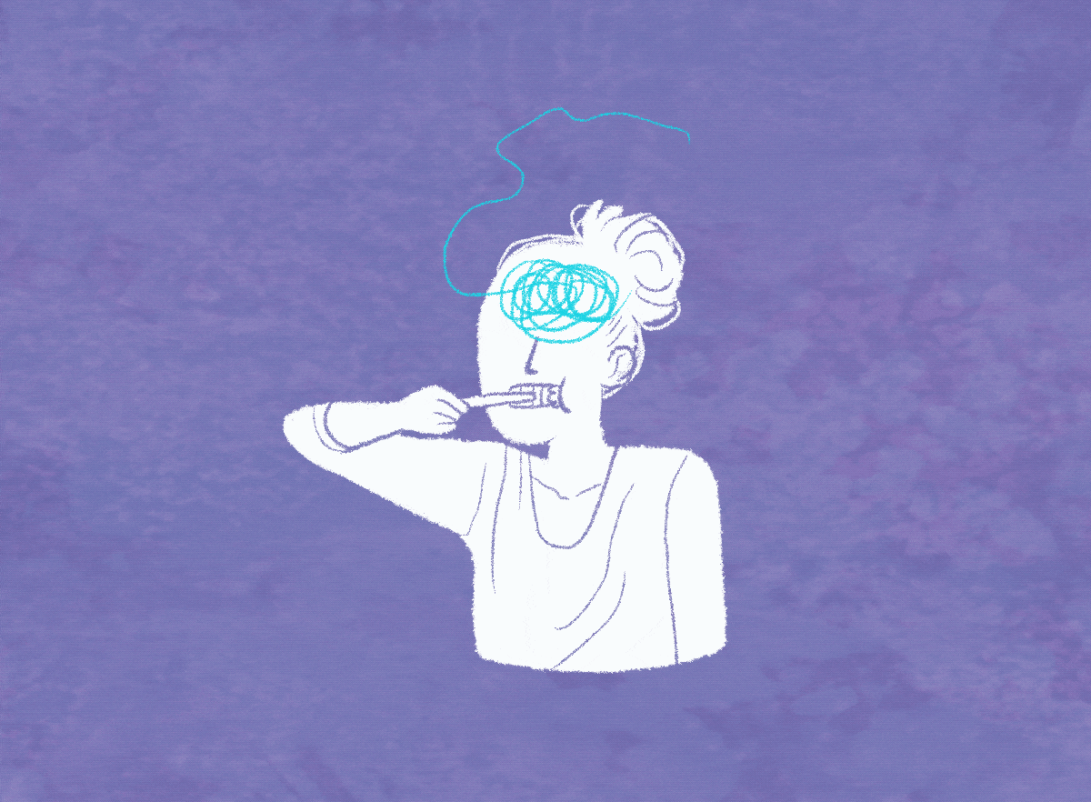 Ilustración de una mujer cepillándose los dientes.