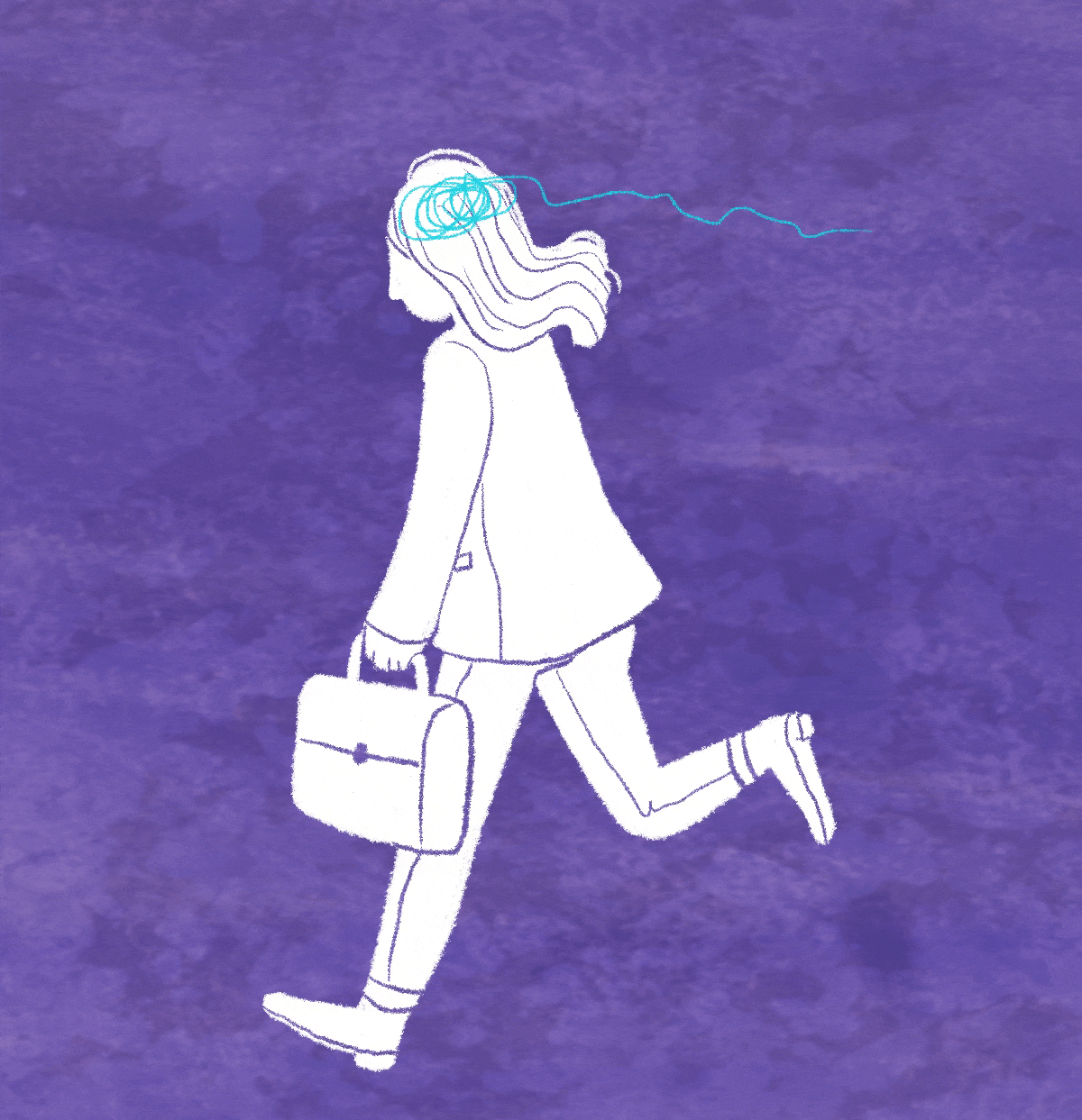 Ilustración de una mujer yendo al trabajo.